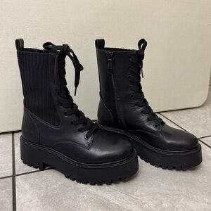 Sam Edelman Black ‘Lydell’ Mixed Media Lug Sole Combat Boots